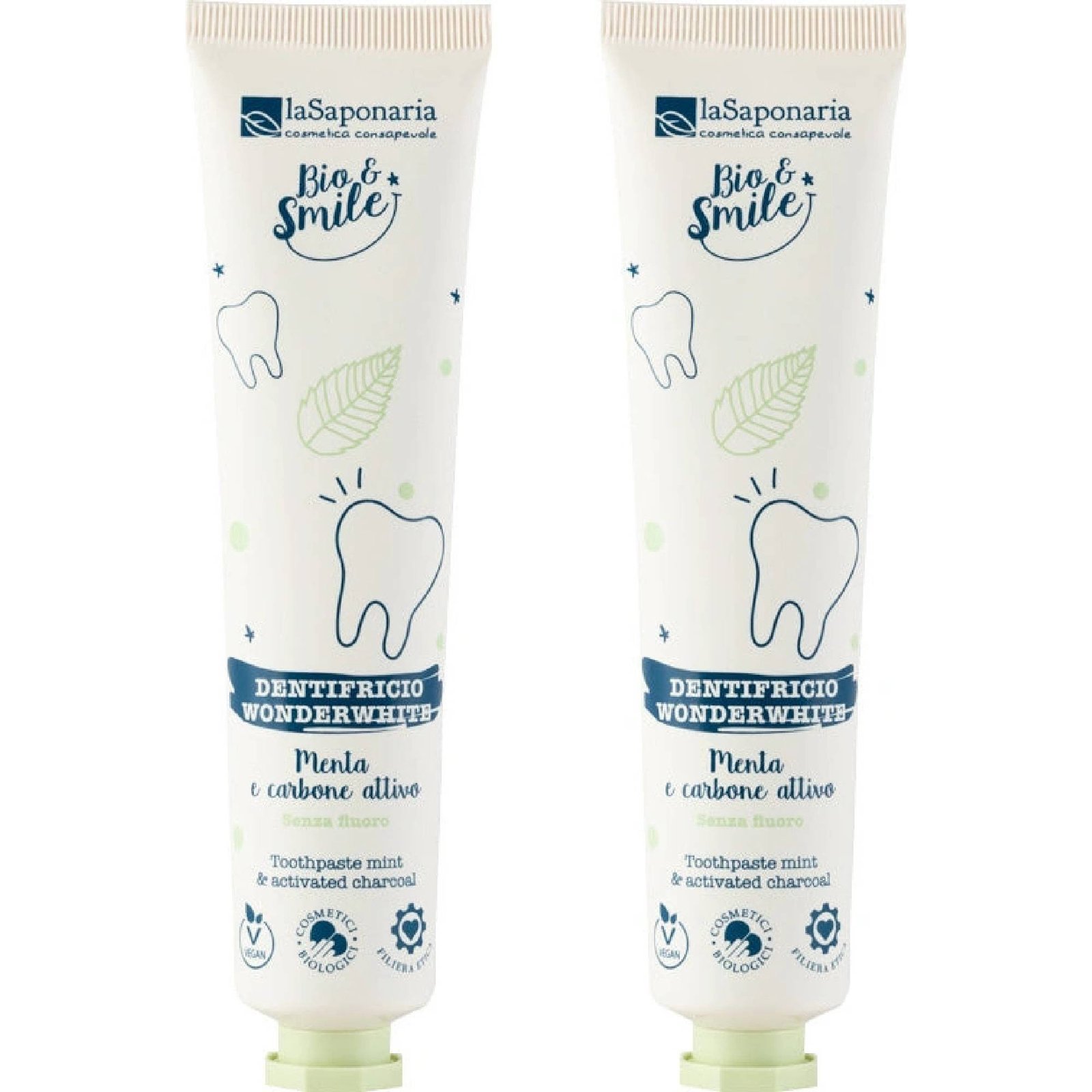 laSaponaria WonderWhite máta a aktivní uhlí BIO 2 x 75 ml